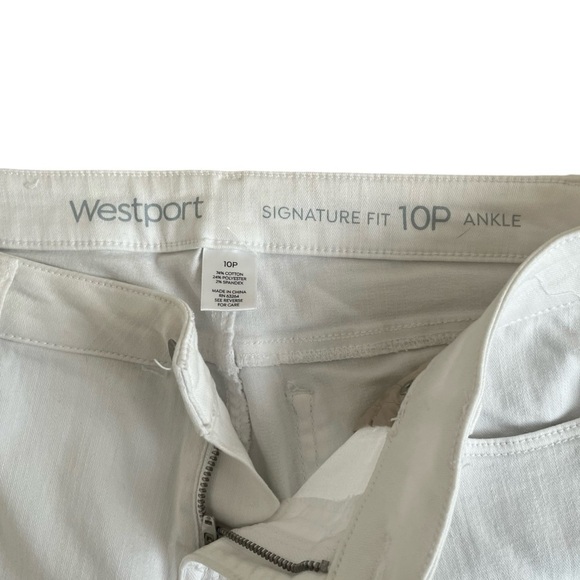 Westport signature fit ankle denim jeans white pockets buttons detail Women 10 P - Picture 10 of 13